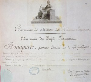 Nomination de Charles Maurice de Talleyrand-Périgord (1754-1838) au poste de ministre des Affaires étrangères, c.1797