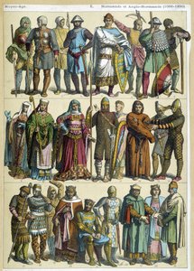Costumes civils, religieux et guerriers normands et anglo-normands (1066-1200) - gravure - French School