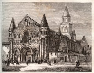 Notre-Dame de Poitiers - gravure dans « La France illustrée : géographie, histoire, administration statistique » par V.A. Malt-Brown. 1884