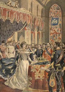 Serment de la Constitution de la reine Wilhelmine, illustration du Petit Journal : Supplément illustré, 1898