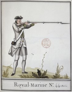 Officier de la Marine Royale avec un mousquet à baïonnette, 1768