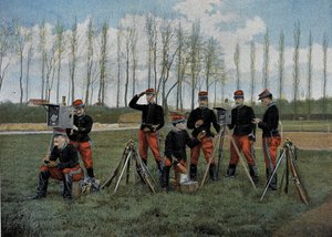 Séance de télégraphe optique - dans « Album militaire » - service domestique : cavalerie