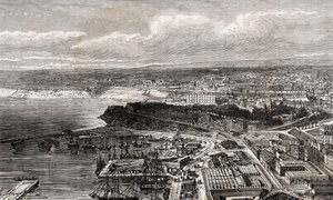 Oran - Algérie - gravure dans «La France illustrée: géographie, histoire, administration statistique» par V.A. Malt-Brown. 1884