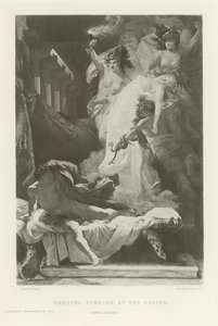 Oreste poursuivi par les Furies (gravure) - French School