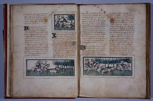Pages 57 et 58, du Livre du Roy Modus et de la Reine Racio, par Henri de Ferrières, c.1420