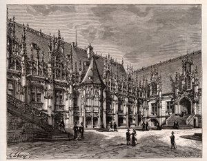 Palais de justice de Rouen ancien parlement de Normandie - gravure dans «France illustrée: géographie, histoire, administration statistique» par V.A. Malt-Brown. 1884 - French School