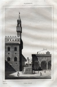 Palazzo Vecchio à Florence - Piazza della Signoria - Gravure de "L