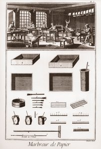 Marbrure de papier - "La Grande Encyclopédie, ou Dictionnaire Raisonné des Sciences, des Arts et des Métiers" (Encyclopédie ou Dictionnaire des Sciences, Arts et Professions) par Denis Diderot (1713-1784) et Jean d