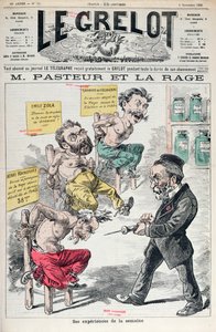 Pasteur et la rage, caricature des expériences de Louis Pasteur de Le Grelot, 8 novembre 1885 - French School