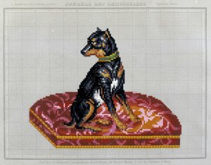 Motif pour broderie au point de croix (chien) - dans « Journal des Demoiselles » 1852.