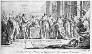 Paix entre Raymond VII et Saint Louis 1229 dans "Histoire générale de Languedoc" de Joseph Vaissete, Paris