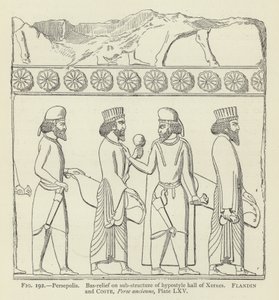 Persépolis, Bas-relief sur la sous-structure de la salle hypostyle de Xerxès - French School