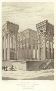 Persépolis, Salle hypostyle de Xerxès, Vue en perspective, restaurée par Ch Chipiez - French School