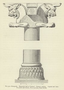 Persépolis, Salle hypostyle de Xerxès, Portique oriental, Chapiteau et base - French School