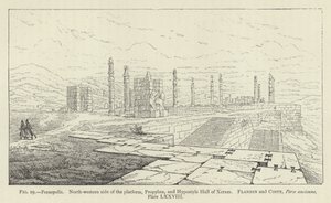 Persépolis, Côté nord-ouest de la plateforme, Propylées et Salle hypostyle de Xerxès - French School