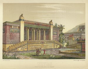 Persépolis, Palais de Darius, Vue en perspective de la façade - French School