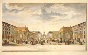 Vue en perspective de la Place de Louis le Grand avec les salles construites à l