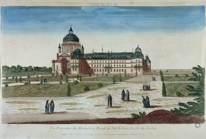 Vue en perspective du monastère du Val-de-Grâce depuis les jardins - French School