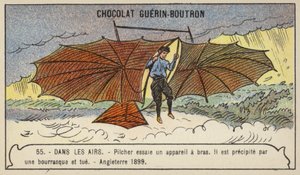 Pilcher testant un planeur, Angleterre - French School