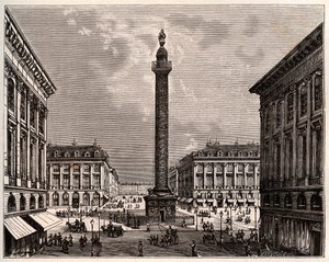 Place Vendôme à Paris au XIXe siècle - gravure dans "La France illustrée : géographie, histoire, administration statistique" par V.A. Malt-Brown. 1884
