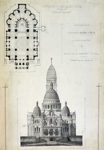 Plan et élévation du Sacré-Cœur, projet de M. Abadie, fin 19e siècle