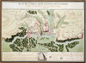 Plan des événements de la Bataille de Gunzburg entre les troupes autrichiennes et françaises en 1805, 1808