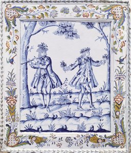Plaque représentant une scène de La Flûte enchantée - French School