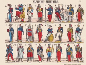 Assiette représentant un alphabet militaire - French School