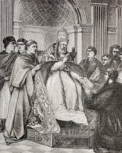Le pape Grégoire IX remettant les Décrétales à un avocat du Consistoire, de 