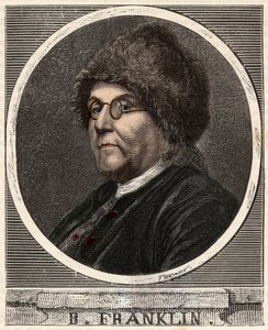 Portrait de BENJAMIN FRANKLIN (1706-1790) imprimeur, éditeur, scientifique, inventeur, homme d