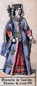Portrait de Blanche de Castille (1188-1252), épouse de Louis VIII de France. (dynastie capétienne). Illustration fin 19e siècle