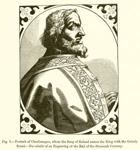 Portrait de Charlemagne, que la Chanson de Roland nomme le roi à la barbe grise - French School