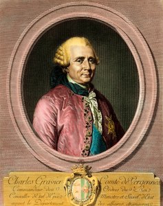 Portrait de Charles Gravier, comte de Vergennes (1719 - 1787). Gravure du XVIIIe siècle. Collection privée. - French School