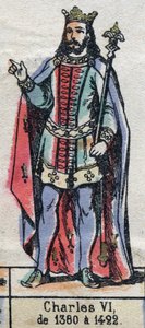 Portrait de Charles VI de France, dit Charles le Bien-Aimé (1368-1422) (dynastie des Capétiens). Illustration fin 19e siècle.