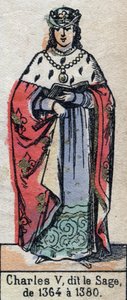 Portrait de Charles V de France, dit Charles le Sage (1338-1380) (dynastie des Capétiens). Illustration fin XIXe siècle. - French School