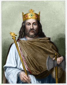 Portrait de Chilpéric Ier (539 - 584), Roi de Neustrie - dans « Histoire des Français » par Lavallée, gravure, sd - French School