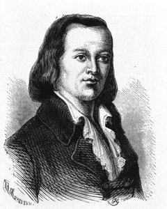 Portrait de Claude Chappe (1765 - 1807), ingénieur français qui a réalisé le premier télégraphe aérien - dans « Album de la Science ; savants illustres ; Grandes découvertes » 1896. - French School