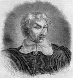 Portrait de Gui (Guy) Patin (1601-1672), médecin et écrivain français. Gravure de Bocour dans « Le Magasin pittoresque »
