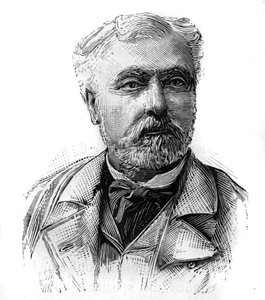 Portrait de Hyacinthe Laurent Théophile Aube (1826-1890), amiral et homme politique français. Gravure dans « Le Monde Illustré », 16 janvier