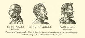 Portrait de J. Daurat, Portrait de Jodelle, Portrait de P. Ronsard (gravure)
