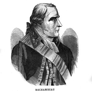 Portrait de Jean Baptiste Donatien de Vimeur, comte de Rochambeau (1725-1807), maréchal de France. Gravure dans "Les Illustrations de l