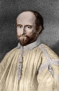 Portrait de Jean Duvergier de Hauranne, abbé de Saint-Cyran, religieux et théologien janséniste français, gravure de « Les mystères » - French School