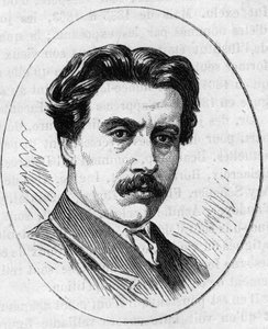 Portrait de Jean Falguière (1831-1900), sculpteur français. Gravure dans « Le Monde Illustré » n°890 du 2 mai 1874