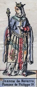 Portrait de Jeanne Ire de Navarre (1273-1304), épouse de Philippe IV de France. (dynastie des Capétiens). Illustration fin XIXe siècle.