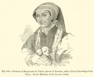 Portrait de Marguerite de Valois, Reine de Navarre (gravure) - French School