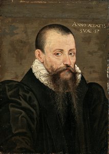 Portrait de Michel Eyquem de Montaigne (1533-1592), âgé de 57 ans, petit demi-longueur, en costume noir et col blanc