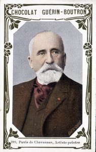 Portrait de Pierre Puvis de Chavannes, peintre français (1824-1898). Vignette des chocolats Guérin-Boutron