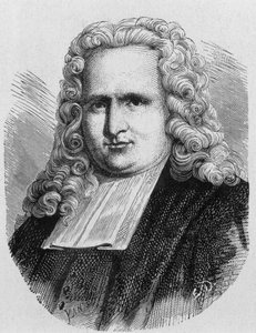 Portrait de Pieter (Petrus, Pierre) van Musschenbroek (1692 - 1761), physicien néerlandais, inventeur en 1745 du premier condensateur électrique (bouteille de Leyde) - dans « Album de la Science ; savants illustres ; Grandes découvertes » 1896