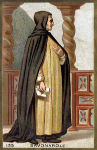 Portrait de Savonarole (1452-1498) Girolamo Savonarola. Chromolithographie de la fin du 19ème siècle