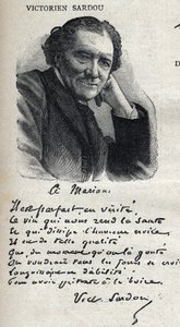 Portrait de Victorien Sardou (1831-1908), dramaturge, dans "Le Petit Parisien"